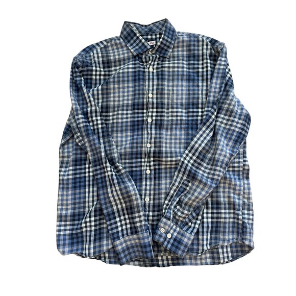 Johnnie-O Hangin' Out Wake Blue Plaid Button Down Shirt Mens‎ Large 100% Cotton - Picture 1 of 6